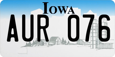 IA license plate AUR076