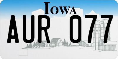 IA license plate AUR077