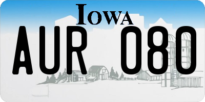 IA license plate AUR080