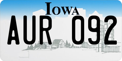 IA license plate AUR092