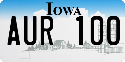 IA license plate AUR100
