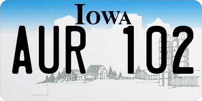 IA license plate AUR102