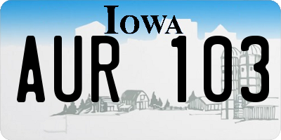 IA license plate AUR103