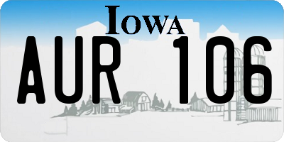 IA license plate AUR106