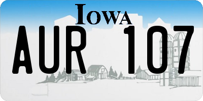 IA license plate AUR107