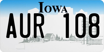 IA license plate AUR108