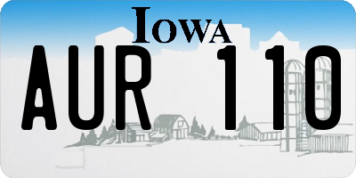 IA license plate AUR110