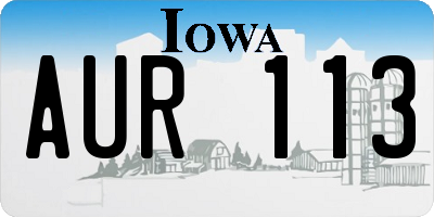 IA license plate AUR113