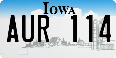 IA license plate AUR114