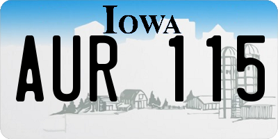 IA license plate AUR115