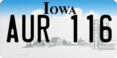 IA license plate AUR116