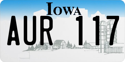 IA license plate AUR117