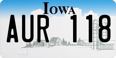 IA license plate AUR118