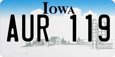 IA license plate AUR119
