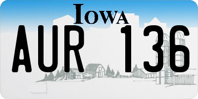 IA license plate AUR136