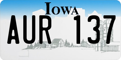 IA license plate AUR137