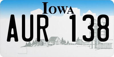 IA license plate AUR138