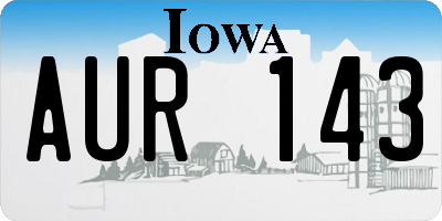 IA license plate AUR143