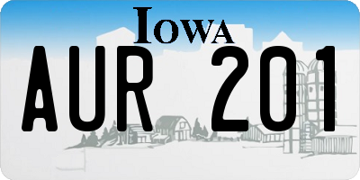 IA license plate AUR201