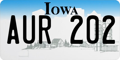 IA license plate AUR202