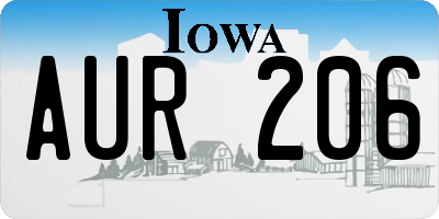 IA license plate AUR206
