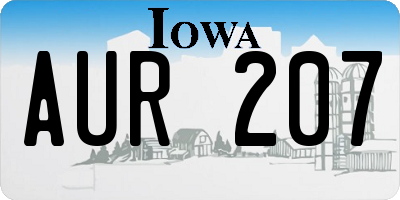 IA license plate AUR207