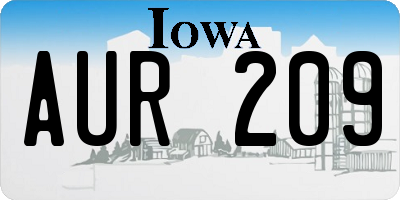 IA license plate AUR209