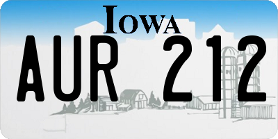 IA license plate AUR212