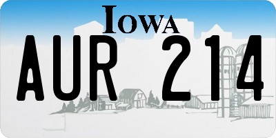 IA license plate AUR214