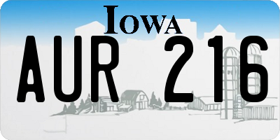 IA license plate AUR216