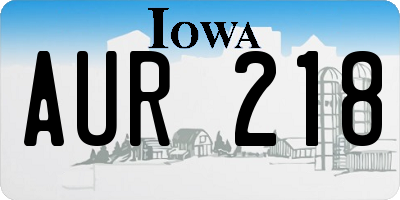 IA license plate AUR218