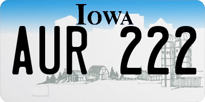 IA license plate AUR222