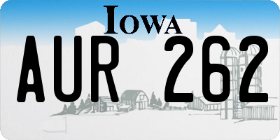 IA license plate AUR262