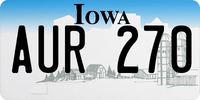 IA license plate AUR270