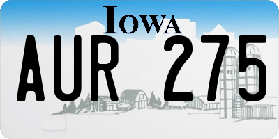 IA license plate AUR275