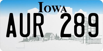 IA license plate AUR289