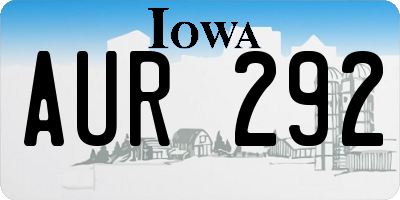 IA license plate AUR292