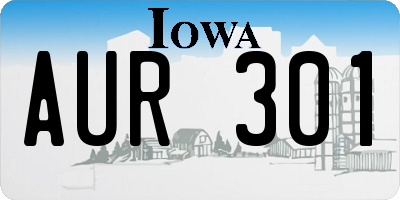 IA license plate AUR301