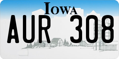IA license plate AUR308