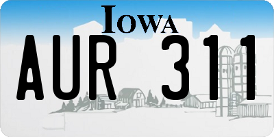 IA license plate AUR311