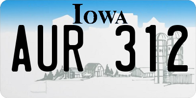IA license plate AUR312