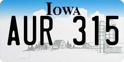IA license plate AUR315