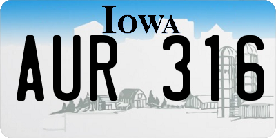 IA license plate AUR316