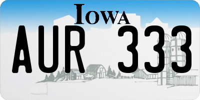 IA license plate AUR333