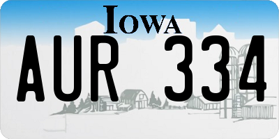 IA license plate AUR334