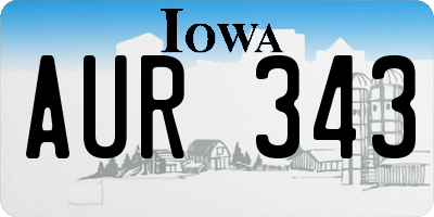 IA license plate AUR343