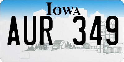 IA license plate AUR349