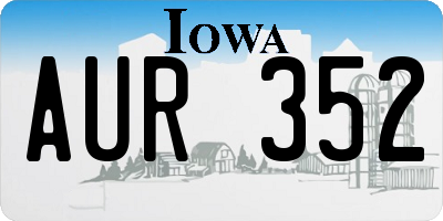 IA license plate AUR352