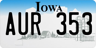IA license plate AUR353