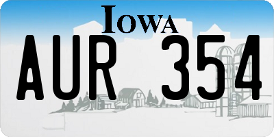 IA license plate AUR354